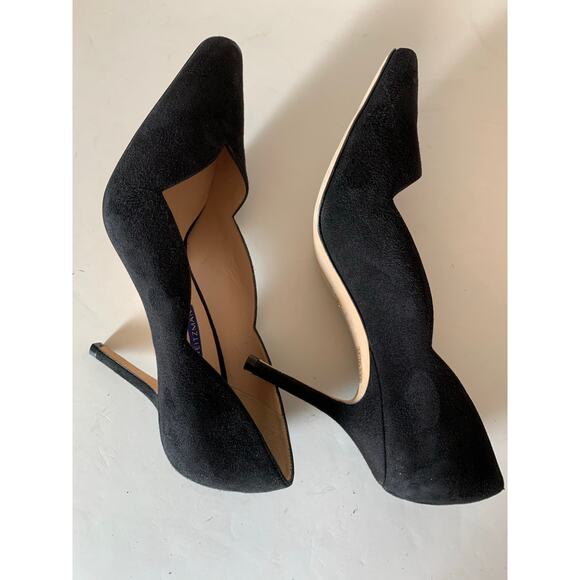 Stuart Weitzman suede scalloped pumps black size 7.5 - Picture 7 of 11